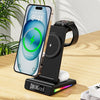 5-in-1 Desktop Magnetic Wireless Charger with Clock and Temperature Display for Smartphones / Watches / Earphones(White)