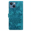 For iPhone 13 / 14 Lace Floral Embossed Magnetic Buckle Leather Phone Case(Green)