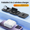 A75 Folding 3 in 1 Wireless Charger Suitable for Apple Watch Mobile Phone Headset(Black)