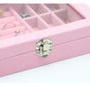 Home Glass Lid Flannel Storage Jewelry Box With Lid(9 Grids Pink)