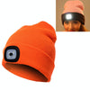 Unisex Warm Winter Polyacrylonitrile Knit Hat Adult Head Cap with 4 LED Lights, Button Battery (Orange)