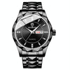 BINBOND B5552 Luminous Multifunctional Business Calendar Quartz Watch(Black Steel-Black-White)