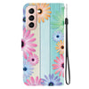 For Samsung Galaxy S22+ 5G Crystal Texture Colored Drawing Leather Phone Case(Sunflowers)
