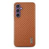 For Samsung Galaxy A05s / M14 AZNS Electroplated Edge Carbon Fiber Texture Phone Case(Brown)