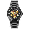 SKMEI 9258 Men Two-color Stainless Steel Strap Automatic Mechanical Watch(Black Shell Black Surface)