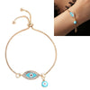 Women Handmade Blue Crystal Evil Eye Lucky Chains Bracelets(Light Blue)