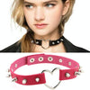 Punk Style Fashion Heart Shape Leather Rivet Necklace Collar, Random Color Delivery
