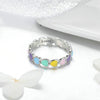 S925 Sterling Silver Heart-shaped Rainbow Ring Female Ring Valentines Day Gift, Size:6 US Size