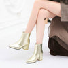 Autumn  Winter Glitter Square Heel Pointed Low-Top Women Boots, Size:40(Gold)