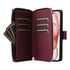 For iPhone 15 Nine-card Slots Zipper Wallet Bag Leather Phone Case(Wine Red)