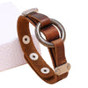 P01996 Personality Men Leather Simple Retro Circle Bracelet