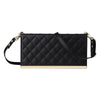 For Samsung Galaxy S25 Ultra 5G Crossbody Rhombic Sucker Leather Phone Case(Black)