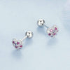 S925 Sterling Silver Plated With Platinum Color-Blocked Zircon Heart-Shaped Earrings(BSE1044)
