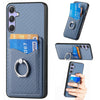 For Samsung Galaxy S25 Ultra 5G Carbon Fiber Card Wallet Ring Phone Case(Blue)