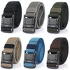 AWMN Men Outdoor Metal Buckle Elastic Nylon Belt, Length: 120cm(Twill Coffee Brown)