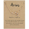 12 Zodiac Signs With Diamonds Necklace Card Rhinestones Collarbone Chain Pendant, Style: Aries Golden
