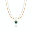 N2209-5 Double-layer Green Love Ladies Temperament Necklace Collarbone Chain