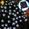 Peach Blossom Shape 50 LEDs Outdoor Garden Waterproof Christmas Spring Festival Decoration Solar Lamp String(White)