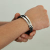 OPK PH1592 Stainless Steel Simple Glossy Double Braided Leather Bracelet