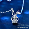 XMA023 Mozan Diamond Rabbit 925 Silver Necklace Girl Neck Chain(White)