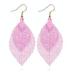 Double-layered Leaves Tassel Earrings Simple Retro Metal Leaf-ears Ornaments(Royalblue Yellow)