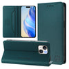 For iPhone 13 mini RC01 Dual-Folded Magnetic Suction RFID Leather Phone Case(Dark Green)