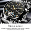OLEVS 6607 Multi-function Men Big Flywheel Automatic Waterproof Mechanical Watch(Black)