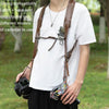 Cwatcun H90 Dual Camera Leather Strap Adjustable Multi-functional Convenient Camera Shoulder Strap, Color: 2.0 Brown