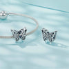 S925 Sterling Silver Oxidized Butterfly Hollow DIY Beads(SCC2819)