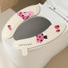 1pair Adhesive Waterproof Four-Season Universal Toilet Mat(Jumping Pink Rabbit)