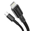 Baseus 20W Type-C / USB-C to 8 Pin PD High-density Braided Fast Charging Data Cable, Length: 2m(Black)