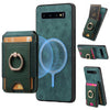For Samsung Galaxy S10+ Retro Splitable Magnetic Stand Card Bag Leather Phone Case(Green)