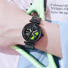 SANDA P1074 Cool Couple Steel Band Quartz Watch Wheel Series Dial Ladies Watch(Black Green)