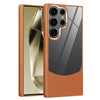 For Samsung Galaxy S22 Ultra 5G Litchi Texture TPU Hybrid Acrylic Phone Case(Brown)