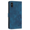For iPhone XS / X Tulips Embossed Leather Phone Case with Lanyard(Blue)