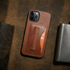 For iPhone 12 mini Fierre Shann Full Coverage Protective Leather Case with Holder & Card Slot(Brown)