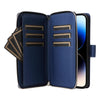 For iPhone 14 Pro Nine-card Slots Zipper Wallet Bag Leather Phone Case(Blue)