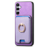 For Samsung Galaxy A35 5G Retro Cross Leather Ring Vertical Insert Card Bag MagSafe Phone Case(Purple)