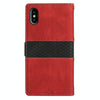 For iPhone XS / X Grid Stitching Leather Phone Case with Lanyard(Red)
