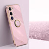 For vivo V40 Lite 5G XINLI Straight Edge 6D Electroplate TPU Phone Case with Ring Holder(Cherry Purple)