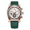 Ochstin 5111B Multifunctional Business Waterproof Luminous Leather Strap Quartz Watch(Rose Gold+Green)