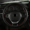 38cm Four-season Embossed Hand-sewn Cowhide Steering Wheel Cover(Coffee)