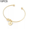 10pcs Alloy Letter M Bracelet Snake Chain Charm Bracelets, Size:M (Gold)
