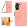 For Asus ZenFone 9 Skin Feel Sun Flower Pattern Flip Leather Phone Case with Lanyard(Pink)