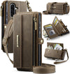 For Samsung Galaxy A56 5G CaseMe C39 RFID Blocking Zipper Wallet Leather Phone Case with Crossbody Strap(Coffee)