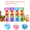 USB Rechargeable Electric Automatic Vegetable Fruit Citrus Orange Juice Maker Cup Mixer Bottle (380ML)(6 Blades Purple)