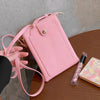Litchi Texture Card Holder Mobile Phone Zipper Bag with Long Strap(White)