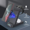 B20A 15W Qi Wireless Charger 3-in-1 Vertical Stand Phone Holder for Samsung Watch / Galaxy Buds(Black)