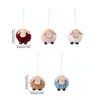 Christmas Tree Wooden Lambskin Lamb Pendant Holiday Decorations(Pink)