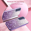 For Samsung Galaxy S21 FE 5G Gradient Glitter Flower All-inclusive Phone Case(Purple)